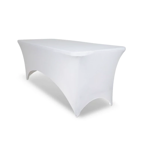 Buffet Table with White Stretch Cover